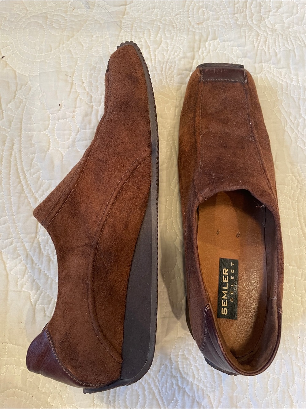European leather suede square toe slip-on walking shoe sneaker 41 / 11